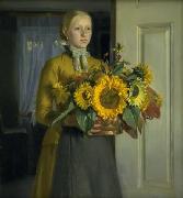 Michael Ancher Pigen med solsikkerne oil on canvas